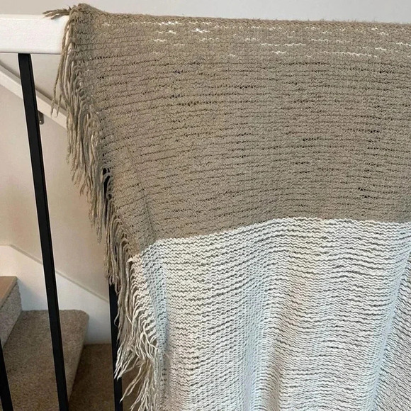Mark & Graham by Williams Sonoma Fringe Throw Blanket - 100% Acrylic - Beige/Tan - Picture 5 of 8